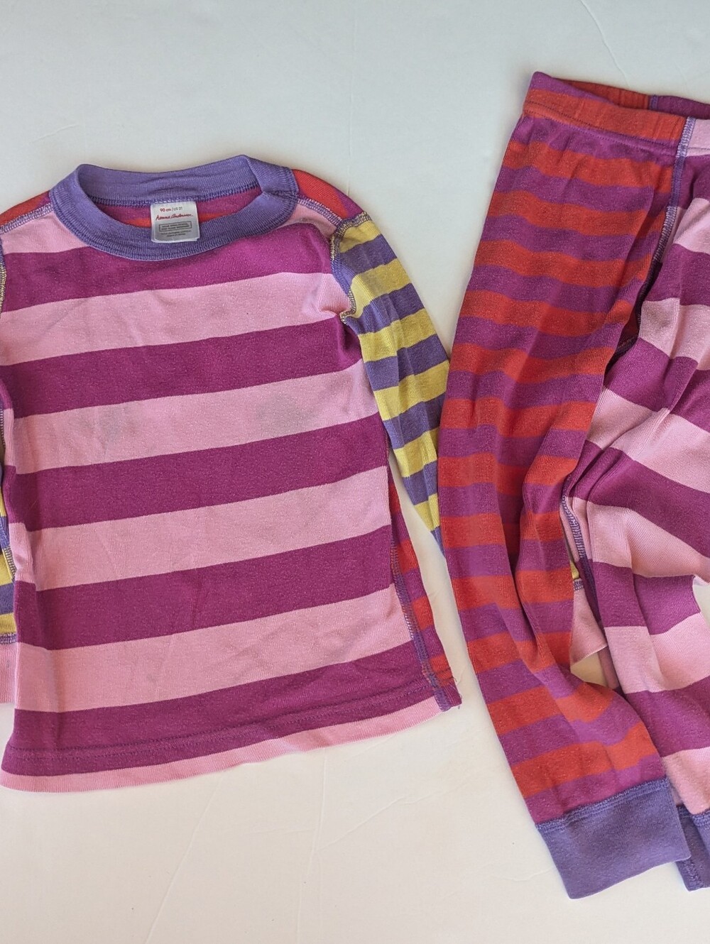 Hanna Andersson multi colored stripe pajamas Girls Sz 3T